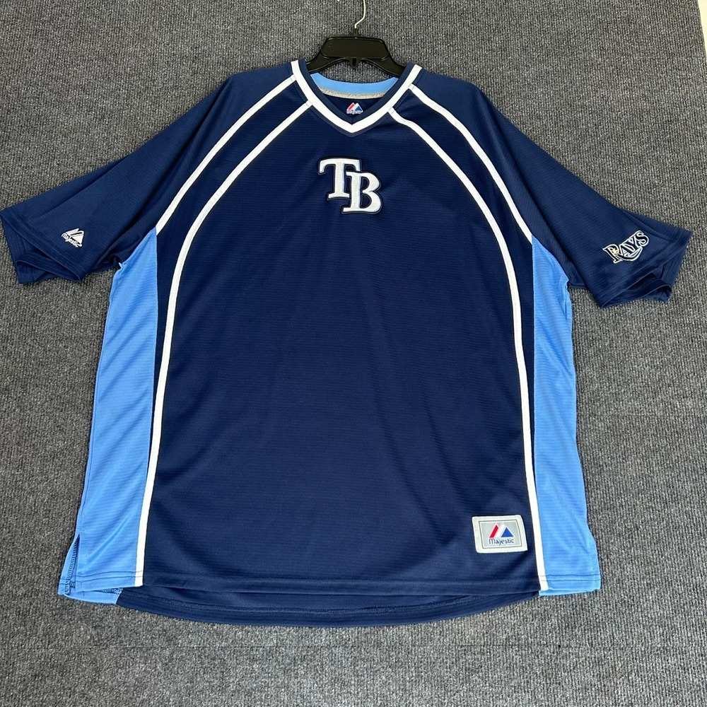 Tampa‎ Bay Rays Majestic Brand MLB Men's Pullover V Neck Jersey Shirt 2XL